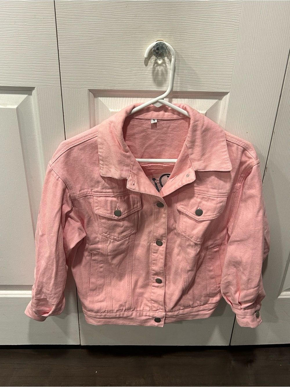 Pink Ladies Denim Jacket - Classic Button-Front
